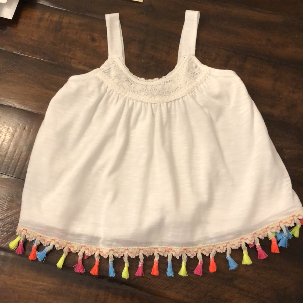 Speechless white tank with tassels
